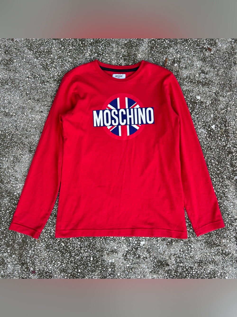Moschino Teen Red Long-Sleeve Britain Logo Tee